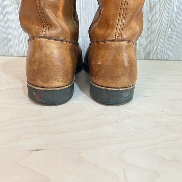 Vintage Sheboygan Burnt Orange Leather Side Zip Fleece Lined Utility Boots 9.5 - Picture 7 of 15